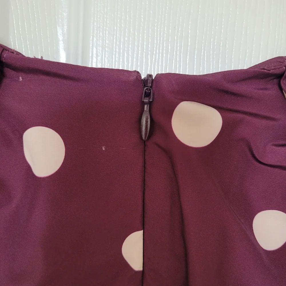 Xs - Zara - Taffeta purple white polka dot blouse - Picture 3 of 7